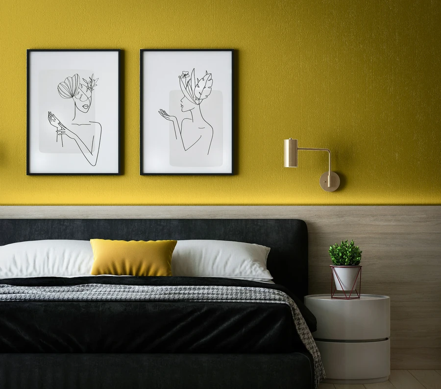 A bedroom with S 2050-Y walls